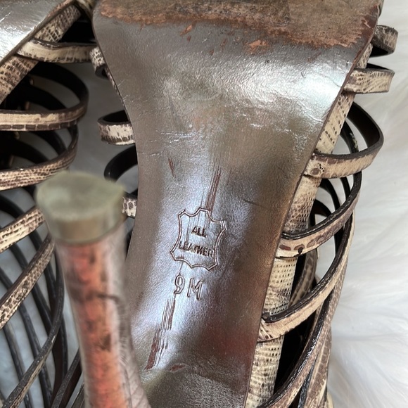 Tory Burch gladiator snake print caged heeled sandals EUC size 9 - Picture 9 of 11